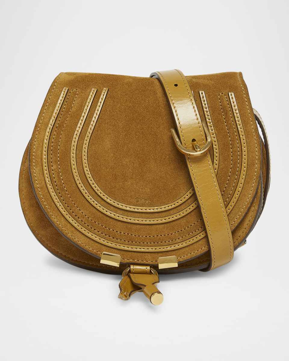 Marcie Flap Saddle Crossbody Bag in Suede